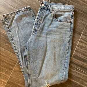 Levi’s 501 Ripped High Waist Straight Leg Jeans